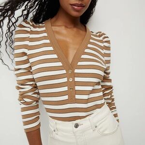Veronica Beard DeKalb Striped Puff-Sleeve